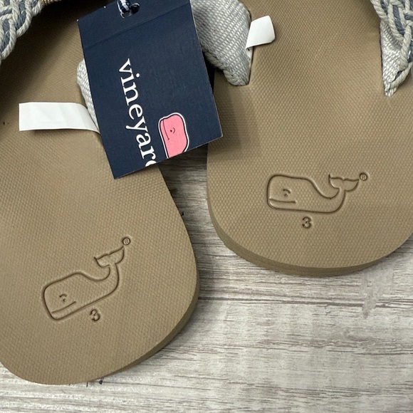 NWT Vineyard Vines Tan Blue Braided Strap Sandals Flip Flop 3 - Picture 2 of 4